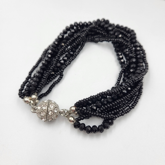 Black Beads & Sparkle Stretch Bracelet Bundle - 5 Unique Pieces - Picture 5 of 9